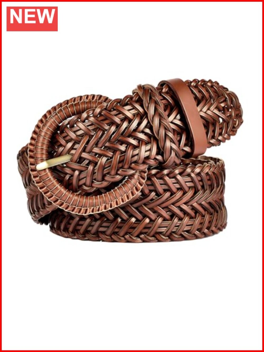 Women Hand-Woven Braided Leather Belt 1.6" Wide Adjustable Buckle